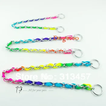 Moda Rainbow Barva za Usposabljanje P Zaduši Pes Ovratnik ogrlica Chrome Kovinske Verige 3 Velikosti