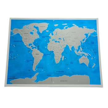 Modra Deluxe Zemljevid Velikosti Scratch Off 