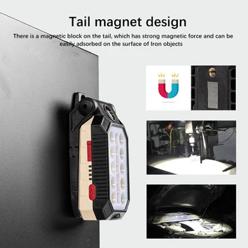 Močno Svetlobo COB Delo Svetlobe, LED Svetilka z Magnetom Več Razsvetljavo Načini vgrajena Polnilna Litij Baterija