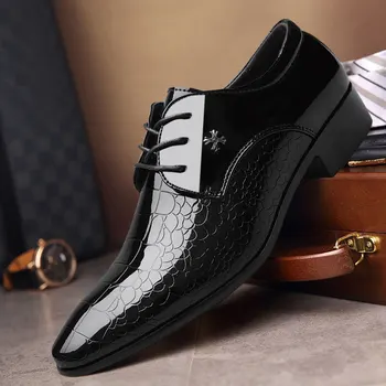 Moški čevlji črni modni, klasični poslovni moški čevlji formalno čevlji poročni ženina groomsmen formalno čevlji zapatos de hombre