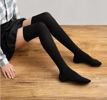 Nad kolena nogavice ženske jesen/zima non-slip nogavice stegno nogavice mikro tlak strogo vertikalne visoke nogavice črne dolge nogavice