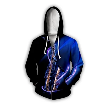 Najnovejši Jazz Saksofon Hoodies 3D Moški Ženske Jopice Modni Pulover Jeseni Trenirke Harajuku T shirt Priložnostne vrh