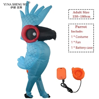 Napihljivi Kostum Srčkan Blue Parrot Odraslih Cosplay Kostum Cartoon Živali Anime Papiga Oblačila Božično Zabavo Halloween Kostumi