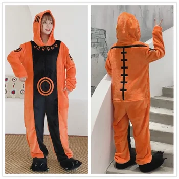 Naruto Akatsuki Anime pižamo Uchiha Itachi Halloween Cosplay Kostum za Odrasle Jumpsuits Flanela Doma Sleepwear