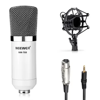 Neewer SZ-700 Mikrofon Komplet:(1)Kondenzatorskega Mikrofona+(1)začasno Ustavitev Škarje Roko Stojalo+(1)Pop Filter+(1)Šok Gori(Bela)