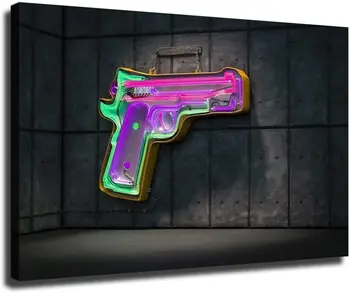 Neon Pištolo Prijavite se na Betonski Zid Umetnosti za dnevno Sobo Platno Stenski Dekor 1 Kos Sodobne Platno Slike Paiting /978 (20x30inch