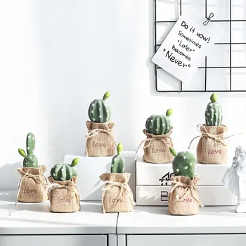 Nordijska Kaktus Vesel, Darilo Za Rojstni Dan Smolo Dekorativni Cactusese Miniaturne Figurice Dnevna Soba Office Home Okrasni Dodatki