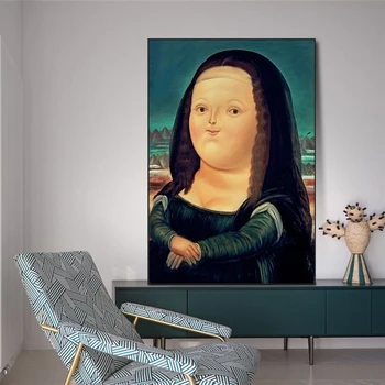 Nordijska Smešno Umetnosti Mona Lisa Platno, Slike, Ki Jih Fernando Botero Znani Wall Art Plakatov In Fotografij Abstraktna Umetnost Slike Cuadros