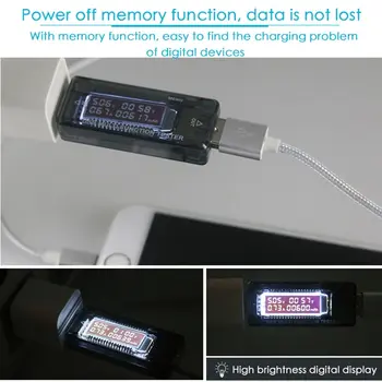Nov LCD USB Detektor USB Volt Trenutno Napetost Zdravnik Polnilnik Zmogljivosti Tester Meter Voltmeter Ampermeter Moči Banke Plug