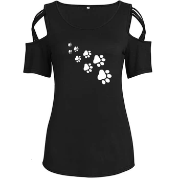 Nov Modni PES ŠAPA Črke Natisni Povoj Off Ramo T-Shirt Za Ženske Tshirt Plus Velikost Vrhovi Femme Harajuku Ženska T-shirt majica
