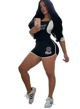 Nov vroče prodajo jumpsuit za ženske monogram traku jumpsuit tank top kvadratnih vratu hlače jumpsuit seksi šport jumpsuit