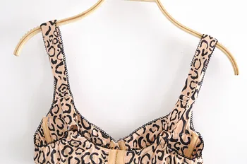 Nova Moda Seksi, Elegantna Leopard Print Crop Vrhovi Tank Ženske Stranka Eveing Brez Rokavov Zanko Vrh Ženskega Backless Camis
