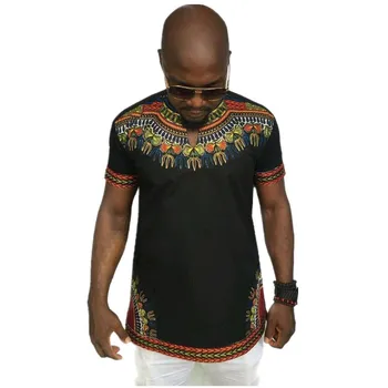 Nova moška T-shirt kratek rokav z Afriškimi Slog Okrogle ovratnik Tiskano Majico za moške JQ-10003