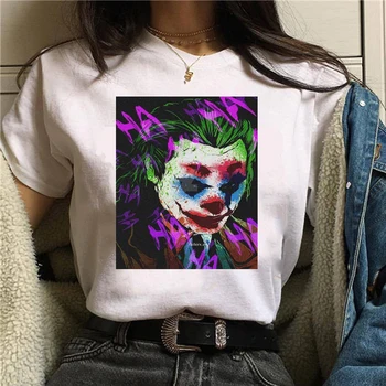 Novi Joker Majica Ženska Majica s kratkimi rokavi Ženske Poletje Risanka Tiskanja Tshirt Bela Priložnostne O-vrat Vrhovi Ulične Mode T-majice