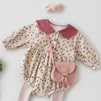 Novo 2021 Baby Dekle Velvet Tiskanje Igralne Obleke Dekle Z Dolgimi Rokavi, Igralne Obleke Pomlad Jesen Baby Dekle Novorojenčka Igralne Obleke Oblačila