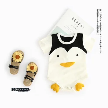 Novo Srčkan Baby Cartoon Živali Panda Goveda, Prašičev Vzorec Kratek Rokav Romper Bodysuit Jumpsuit Obleke Bodysuits 2020 Vroče Moda