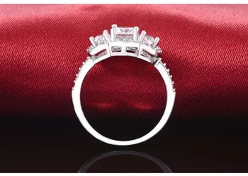 Original trdna realna 925 Sterling Silver obroči tri kamne zaročni prstan za ženske Luksuzni Božično darilo anel nakit R1406