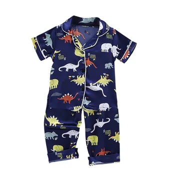 Otroci Pižame Dinozaver Tiskanja Malčke Baby Boy Dekleta Pižame Sleepwear Gumb T Majica, Kratke Hlače Komplet Obleke Malčka Pižamo Set