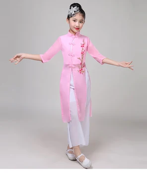Otrok Klasični ples Kitajski Yangko Plesno Obleko Dekle, Ljubitelj Plesa Kostum Stopnji Otrok, Dežnik Plesno Obleko Nacionalni Ples Obrabe