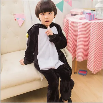 Pingvin Kigurumi Onesie Otroci Pajama Fant Dekle Celotno Živali Cosplay Kostum Sleepsuit Flanela Maskota Stranka Pozimi Toplo Sleepwear