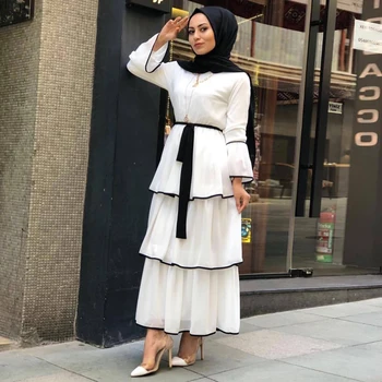 Plus Velikost Abaya Turčija Večer Afriške Obleke Za Ženske Muslimansko Obleko Flare Rokav Femme Islam Haljo Vestidos Stopenjski Obleko