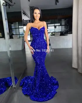Plus Velikost Kraljevsko Modra Prom Obleke 2020 Dolgo Morska Deklica Špageti Cocktail Obleke, Ženske Stranka Noč Seksi Stranki Poroka Obleke Robe