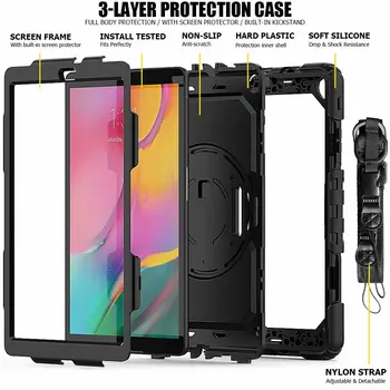 Pokrovček Za Samsung Galaxy Tab A 8.0 2019 SM-T290 SM-T295 Primeru Shockproof Otroci Varno Hibridni Silikonski Pokrov z Roko Ramenski Trak