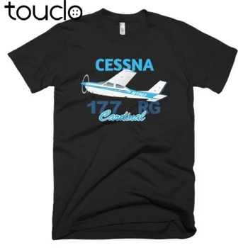 Poletje Kratkimi Bombaža T-Shirt Cessna 177 Kardinal RG (Modra) Letenje T-shirt - Osebno s N# Tee Majica