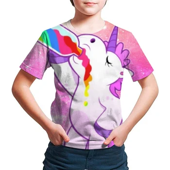 Poletje za Otroke T-Majice Samorog 3d Kawaii T-shirt Rojstni dan Tshirt za Otroke Smešno Samorog Fantje Dekleta T Shirt Samorog Vrhovi Tees