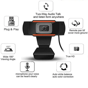 Polni 1080P HD Webcam Računalnik PC Spletna Kamera z Mikrofonom Obračanje Kamere za Živo Video Klica Konferenčni Dela