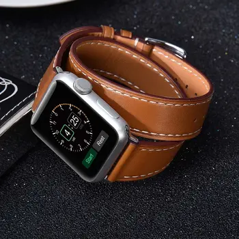 Pravega Usnja trak za Apple watch band 44 mm/40 mm 42mm/38 mm Dvojno Tour zapestnica watchband za iWatch serije 5 4 3 2 1 40 38