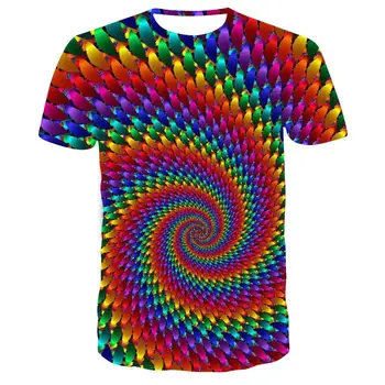 Prevelik T-Shirt Za leto 2020 Poletje Geometrijske Krog 3D Tiskanih Vrh Tees Moda Krog Vratu Kratek Rokav Priložnostne Svoboden Moške Srajce