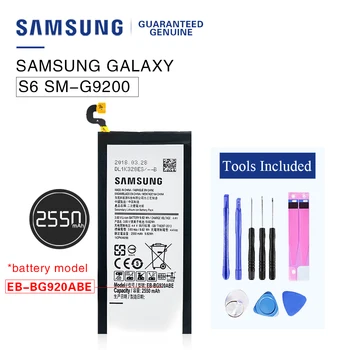 Prvotne EB-BG920ABE Nadomestna Baterija Za Samsung Galaxy S6 SM-G920 batteria akku +sledenje ne+8 v 1 orodje 2550MAH