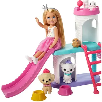 Prvotni Barbie ličila Lutke Chelsea Pet Grad Playset Igrače za Dekleta Otrok Rojstni dan Darila Bonecas Oprema Igrače Princesa