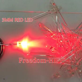 Rdeča Barva Nove 1000 KOS 3 mm Okrogle LED Bright Light-Emitting Diode Komponenta Nastavite 620-625NM 2.0-2.4 V F3 I=20MA 3MM LED RDEČIH DIOD