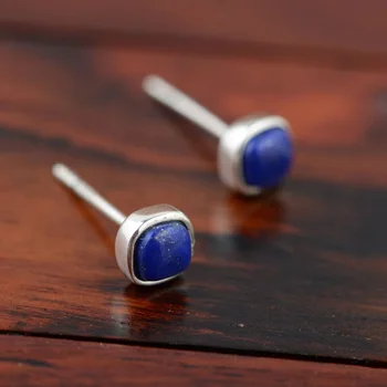 Resnična 925 Sterling Srebrni Nakit Lapis Lazuli Uhani za Ženske Stranka Darilo Retro Uhani
