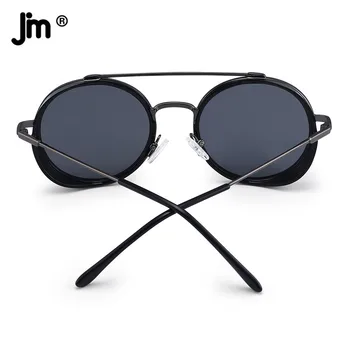 Retro Steampunk Okrogla sončna Očala za Ženske, Moške Dvojno Most Kovinski Okvir sončna Očala