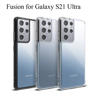 Ringke Fusion Zasnovan za Galaxy S21 Ultra primeru Mehko Tpu in Pregleden Trde Plastike Nazaj Hibridni Pokrov