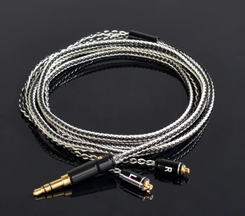 Ročno Izdelani DIY Posodobljen 8 Jeder 6N pobakrena Srebro MMCX Slušalke, Line 3,5 mm Vtič Kabla Kabel Za SE525 SE535 SE846 UE900 LA DT2