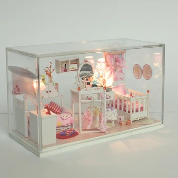 Ročno Lutko, Hiša, Pohištvo Miniaturni DIY Lutka Hiše Miniaturni Lutke Lesene Igrače Za Otroke Lesena Lutka Hiša za Dekleta