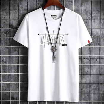 RUELK 2020 Poletno Modno Linijo Tisk T-Shirt Plus Velikost Oblačila za Moške Trend T-Shirt Kratek Rokav Bombaža moška Oblačila S-6XL