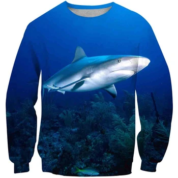 Shark Morska Riba Fantje Dekleta O-neck Majica Jeseni 3D Tiskanja Puloverju Plašč Fantje Darilo za Rojstni dan Otroci Vrhnja oblačila Otrok Oblačila