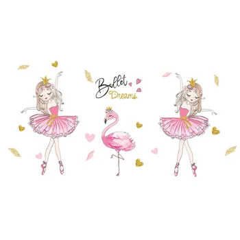 [shijuekongjian] Cvet Kolo Steno Stickersl DIY Dekle Flamingo Stenske Nalepke za Otroke, Spalnica, Otroška Soba Vrtec Hiša Dekoracijo