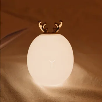 Silikonski Jelena Zajec LED Night Light Touch Senzor 2 Barve USB Polnilne Spalnica Zajček Lučka za Otroke, Otroci Baby Božič Darilo