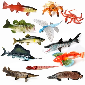 Simulirani Aligator gar Srebro Arowana Mečarica Postrvi rakovico Morju Življenja Živali Figurice Model za Zbiranje Izobraževalne igrače