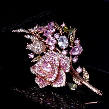 SINZRY ustvarjalne poročni nakit, pribor roza kubičnih cirkon luksuzni rose cvet bo ustrezala broške pin lady šal gumb nakit darilo