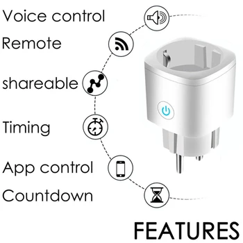 Smart Plug WiFi Socket EU 16A Čas Funkcijo Tuya SmartLife APP Nadzor Alexa Google Asistent Z Glasovnim upravljanjem