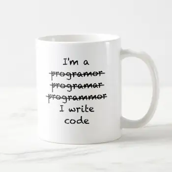 Smešno je, Narobe sem Programmar Vpišite Kodo Kave Vrč Čaja Pokal Novost Napačno Črkovanje Programmar Geek Darila Nerd Humor Računalnik 11 oz