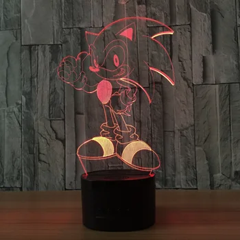 Sonic Dejanje Slika Sonic 3D Nočna Vizualne Iluzije LED 7 barva Spreminja, Svetilka Sonic Model Igrača, Lutka