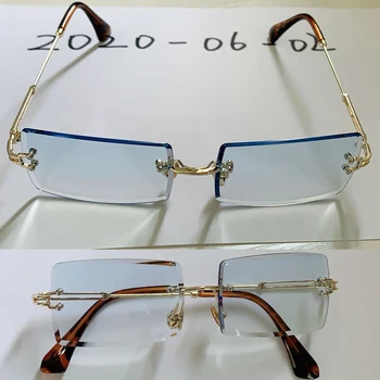Sončna očala Ženske Retro Majhen Pravokotnik Rimless Kvadratnih sončne Očala za Poletje Slog, Ženski UV400 Zelena Modra Rjava Očala Droshipping